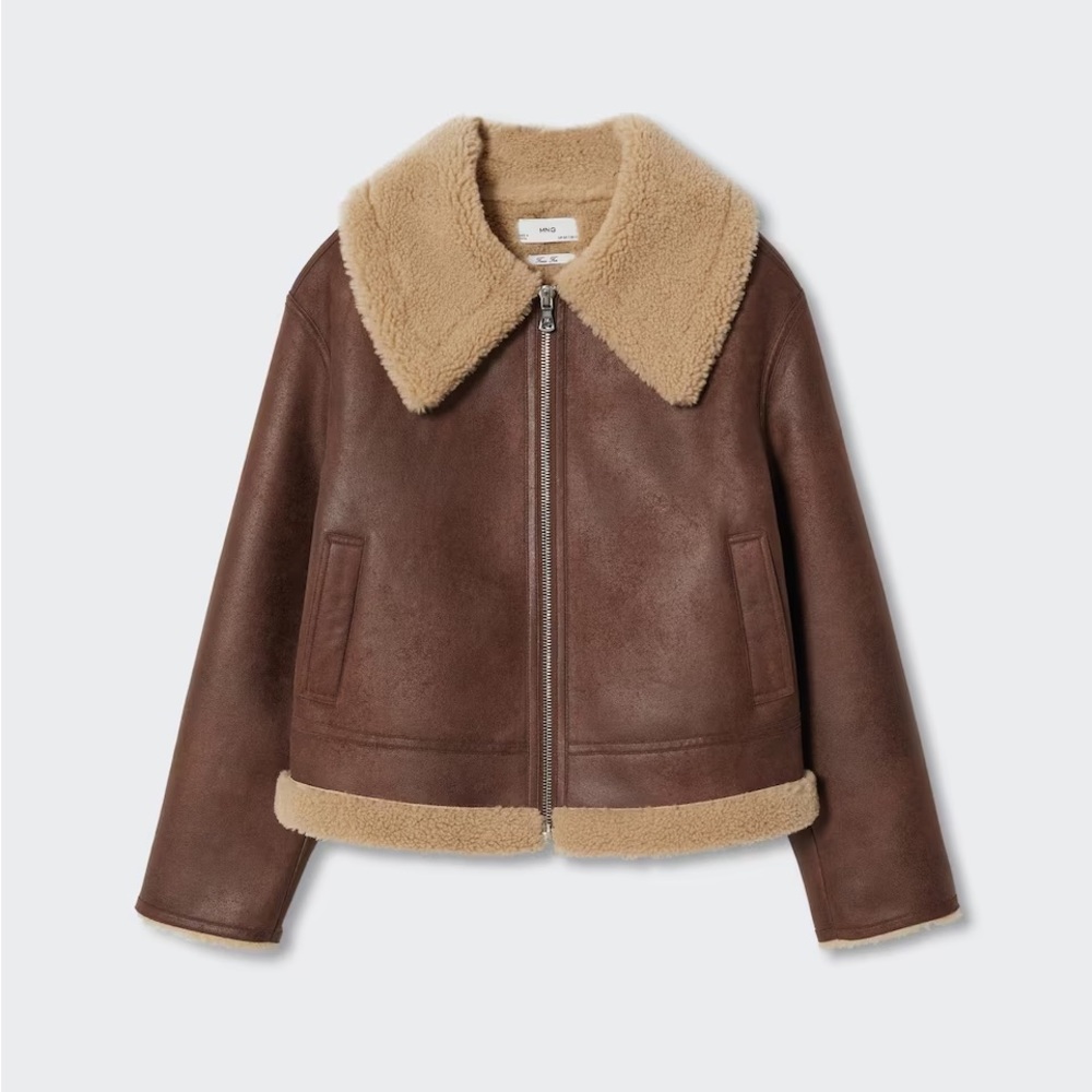 Mango Shearling Collared Jacket